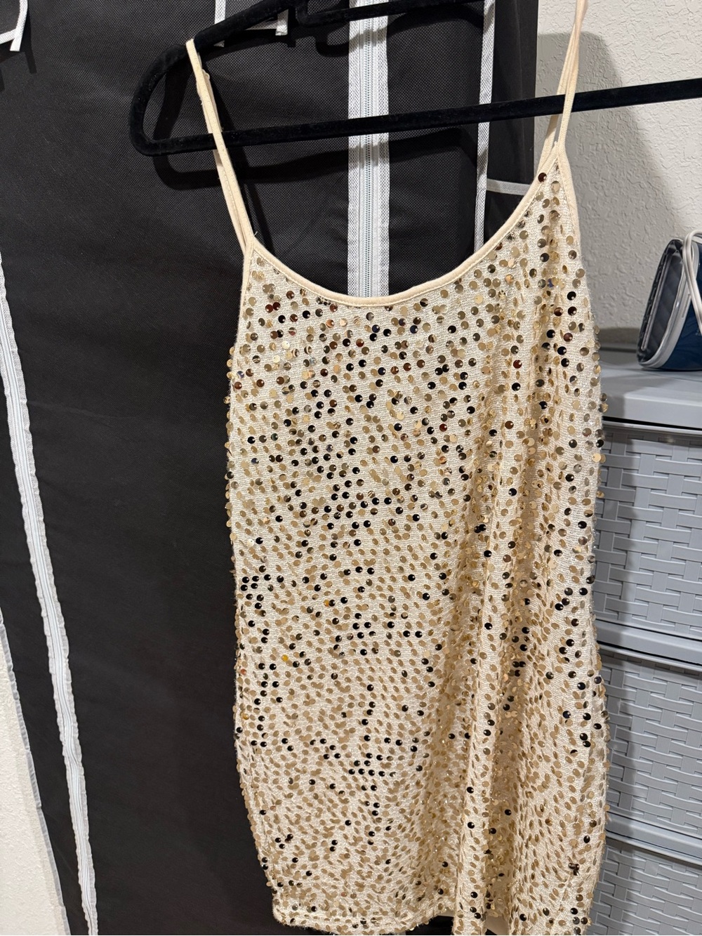 Women's Sequin Slip Dress - Champagne
